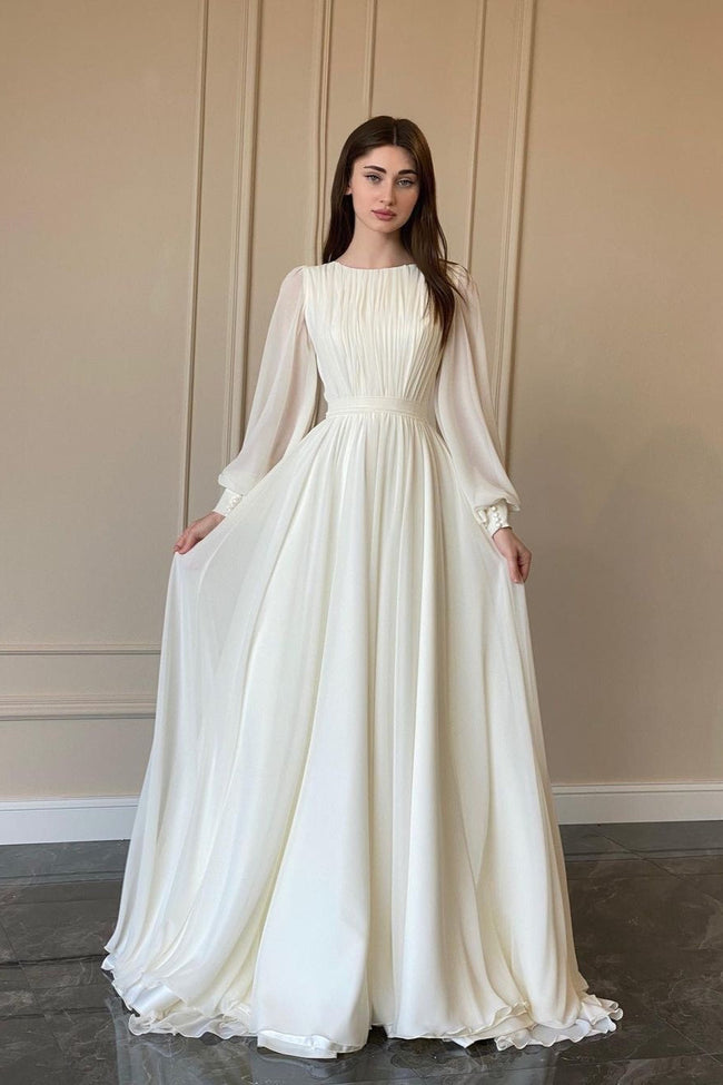 Lantern Sleeve Pearl Sheer Maxi Dress S / White Main image
