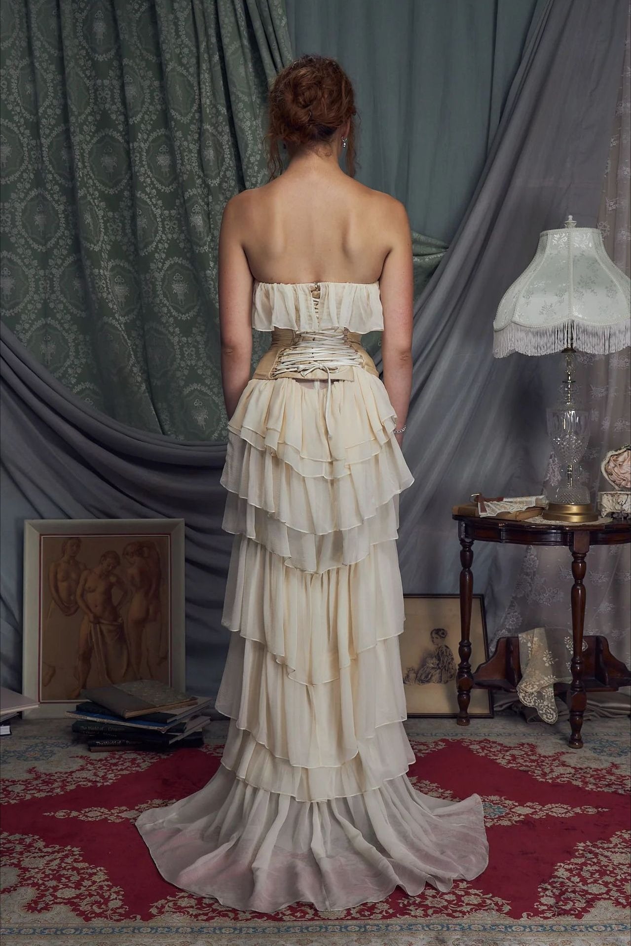 Tiered Chiffon Corset Mermaid Hem Prom Dress Secondary image