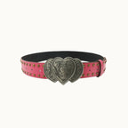 Vintage Heart Studded Leather Belt