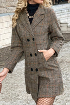 Plaid Double Breasted Blazer Overcoat