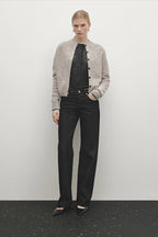 Casual Minimalist Semi Turtleneck Knit Cardigan