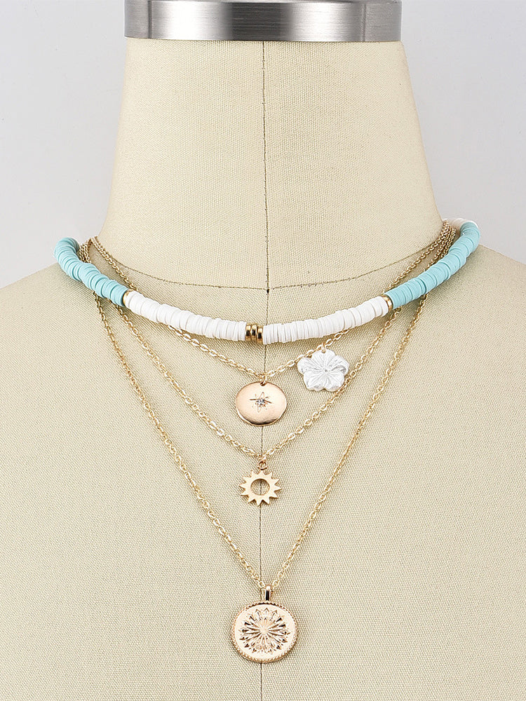 Flower Layer Necklace Gold Jewelry