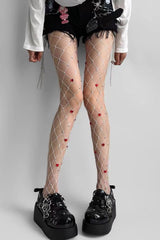 Heart Rhinestone Sparkle Mesh Tights