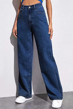 High Waist Slim Straight Leg Jeans