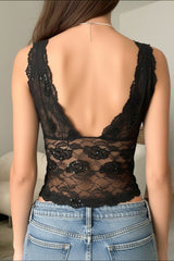 Sexy Lace V Neck Bodycon Crop Top