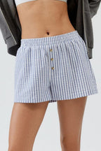 Striped Button Loose Fit Casual Shorts