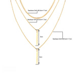 Minimalist Geometric Bar Pendant Layered Chain Necklace