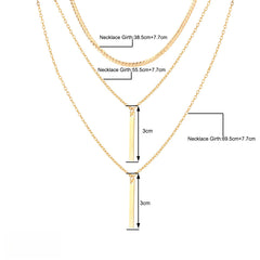 Minimalist Geometric Bar Pendant Layered Chain Necklace