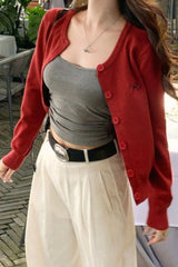 Bow Embroidered Knit Cardigan