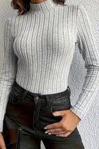 Slim Fit Mock Neck Knit Sweater Grey / S