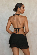 Lace Tie Cover Skirt Three Piece Swim Set
