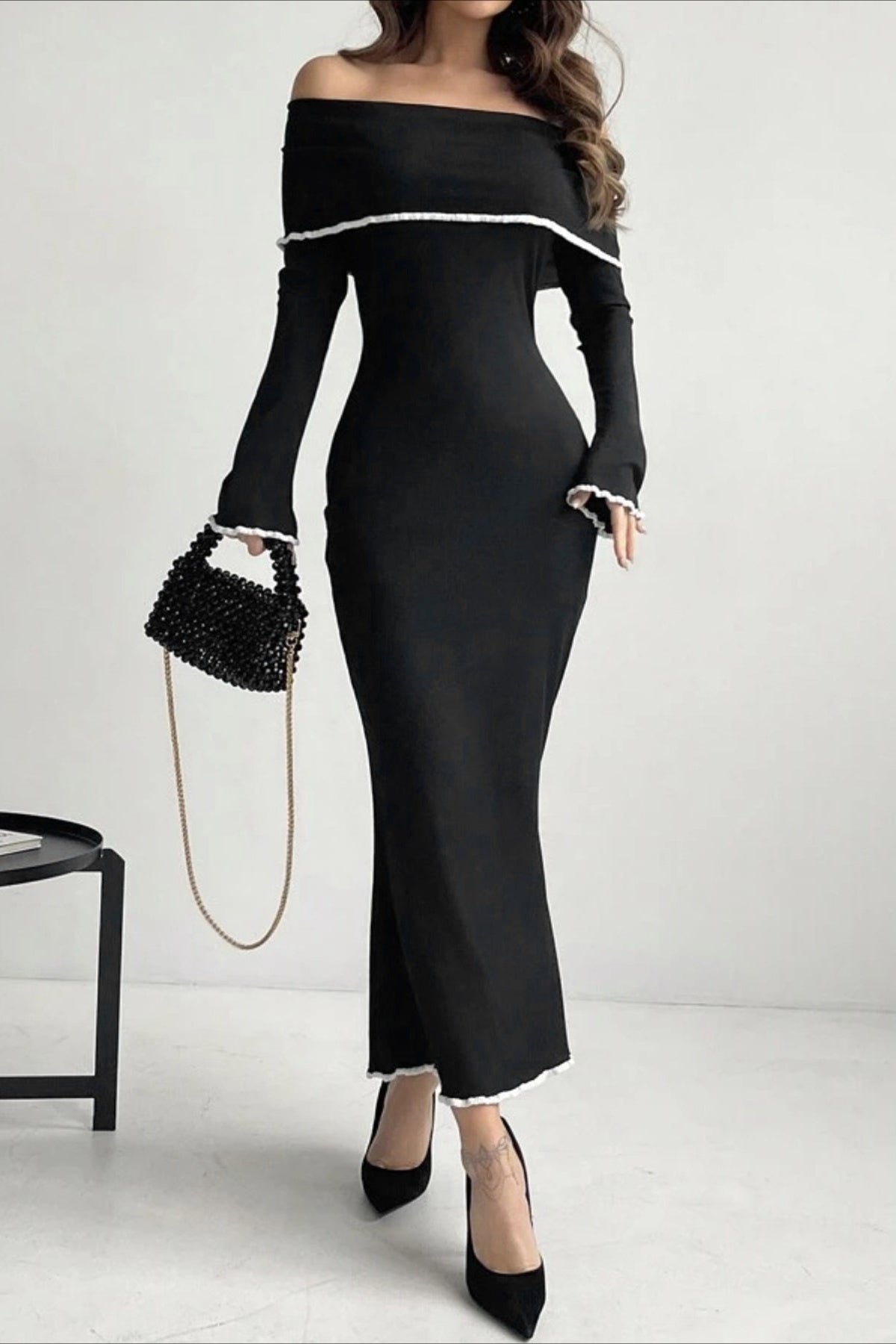 Off Shoulder Long Sleeve Sweater Dress Main image