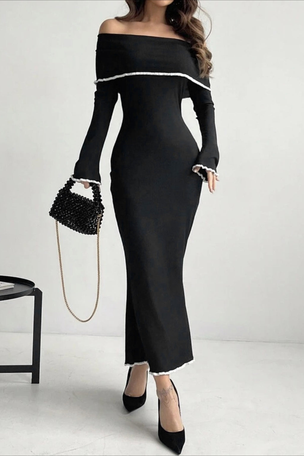 Off Shoulder Long Sleeve Sweater Dress