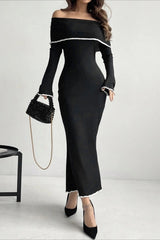 Off Shoulder Long Sleeve Sweater Dress