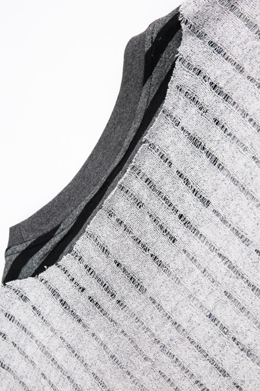 Distressed Collage Graphic Striped Layered Tee