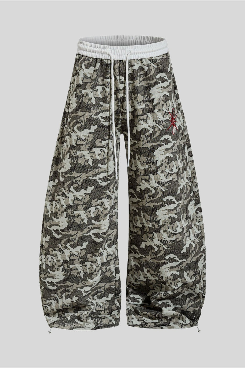 Camo Typography Wide Leg Sweatpants