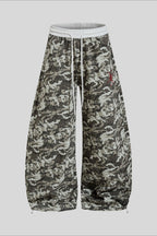 Camo Typography Wide Leg Sweatpants