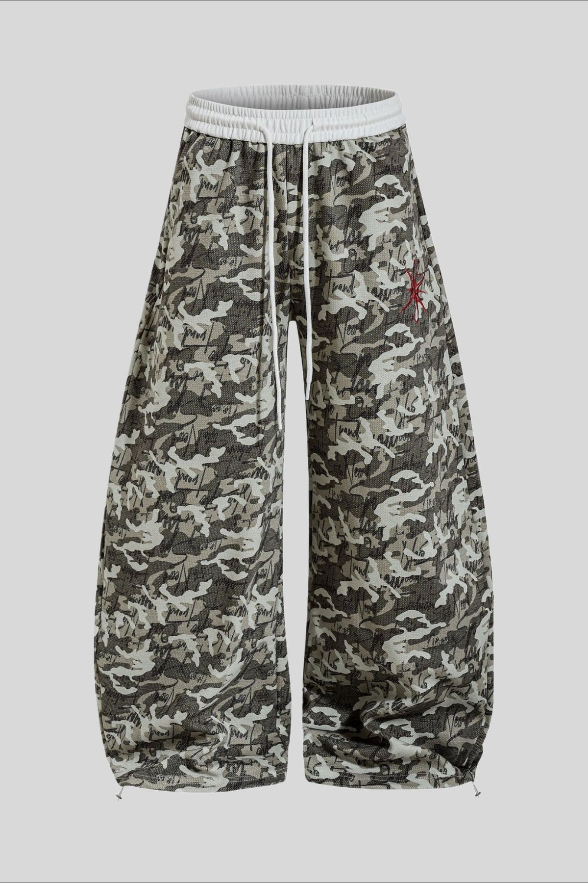 Camo Typography Wide Leg Sweatpants