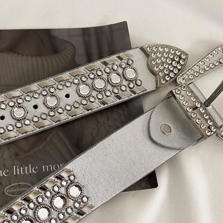 Y2K Chic Rhinestone Wide Waist Belt