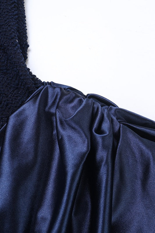 Square Neck Ruched Satin Formal Dress