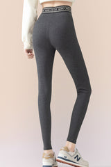 Ribbed Cotton Fleece Lined Slim Fit Ankle Length Leggings