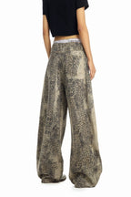 Leopard Print Cargo Wide Leg Jeans