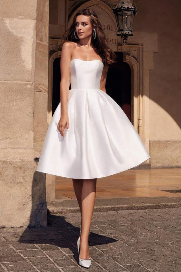 Solid A-line Cocktail Dress XS / White Main image
