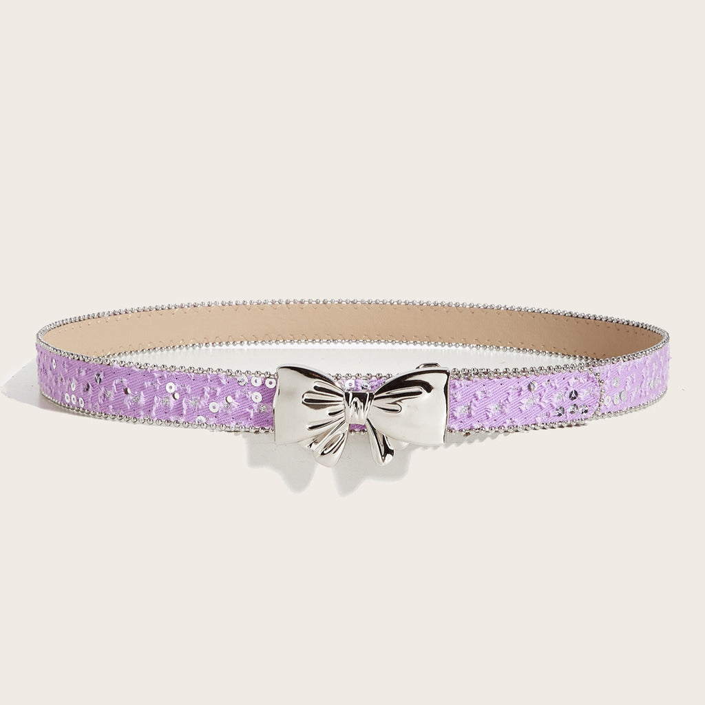 Denim Butterfly Buckle Beaded Statement Belt