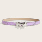 Denim Butterfly Buckle Beaded Statement Belt