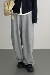 Relaxed Fit Curved Hem Thermal Knit Pants