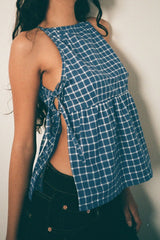 Chic Checkered Tie Tank Top