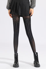 Skull Diamond Pattern Mesh Rhinestone Tights