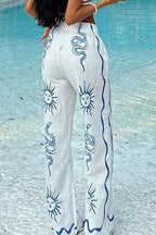 Boho Vintage Print Wide Leg Pants