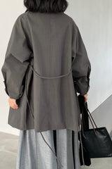 Lapel Trench Belted Midi Overcoat