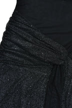 Metallic Mesh Scarf Strapless Formal Dress