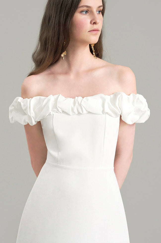 Satin Ruched Off-the-shoulder Cocktail Dress Main image