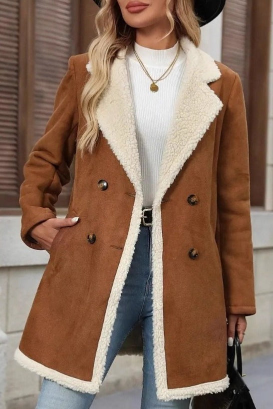 Suede Wool Blend Mid Length Overcoat Main image