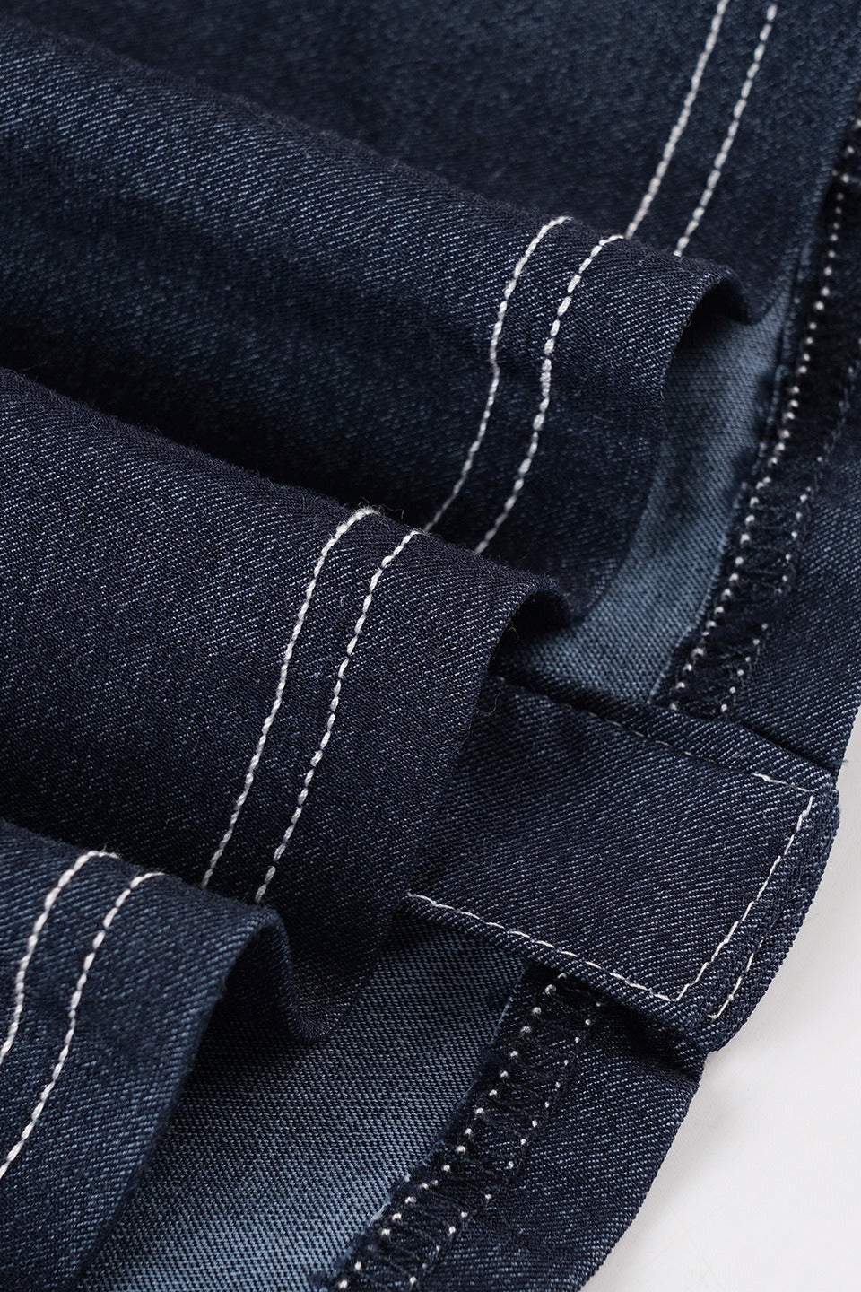 Denim Contrast Stitch Pocket Blouse