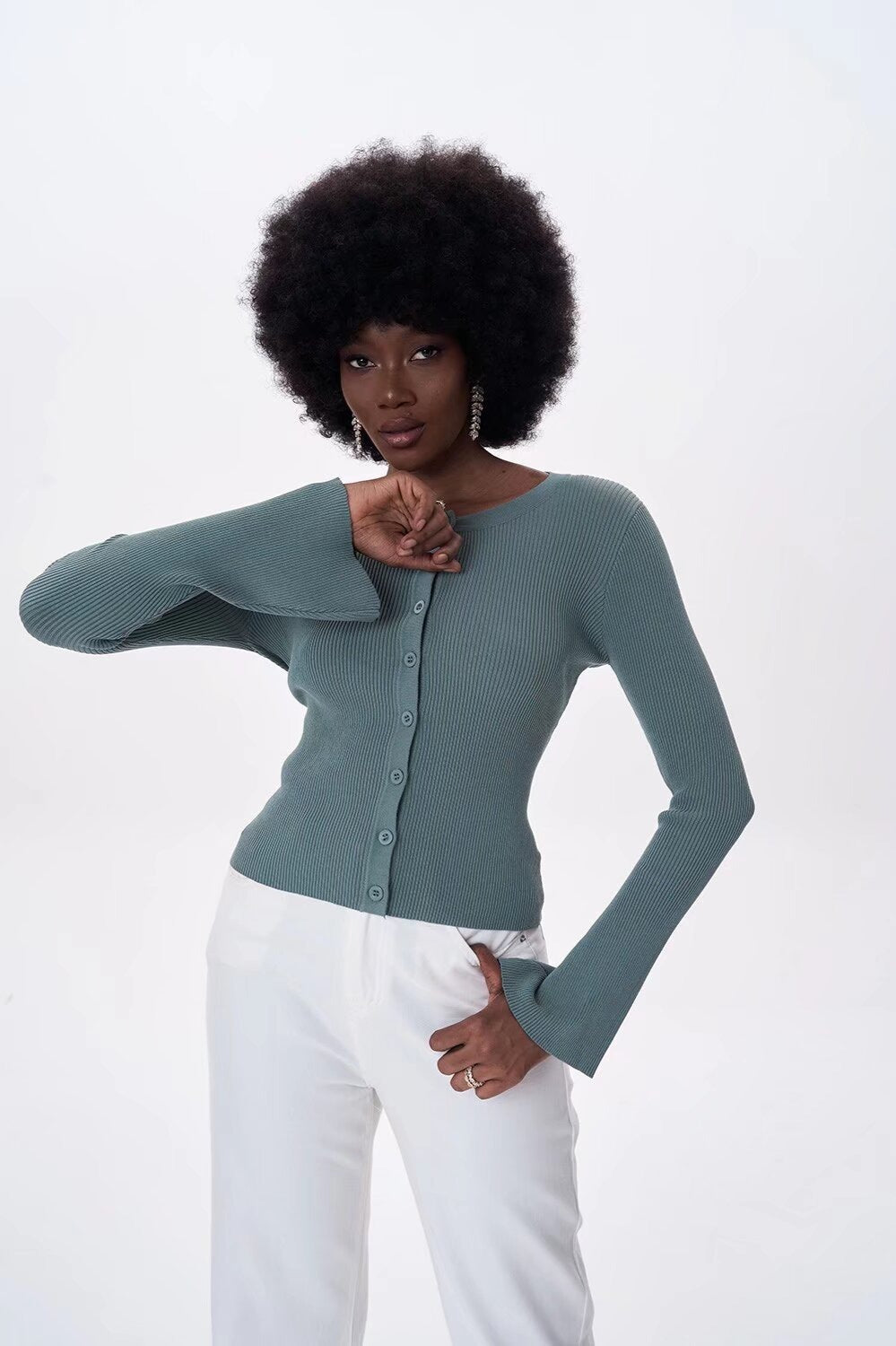 Flare Sleeve Button Cardigan Secondary image