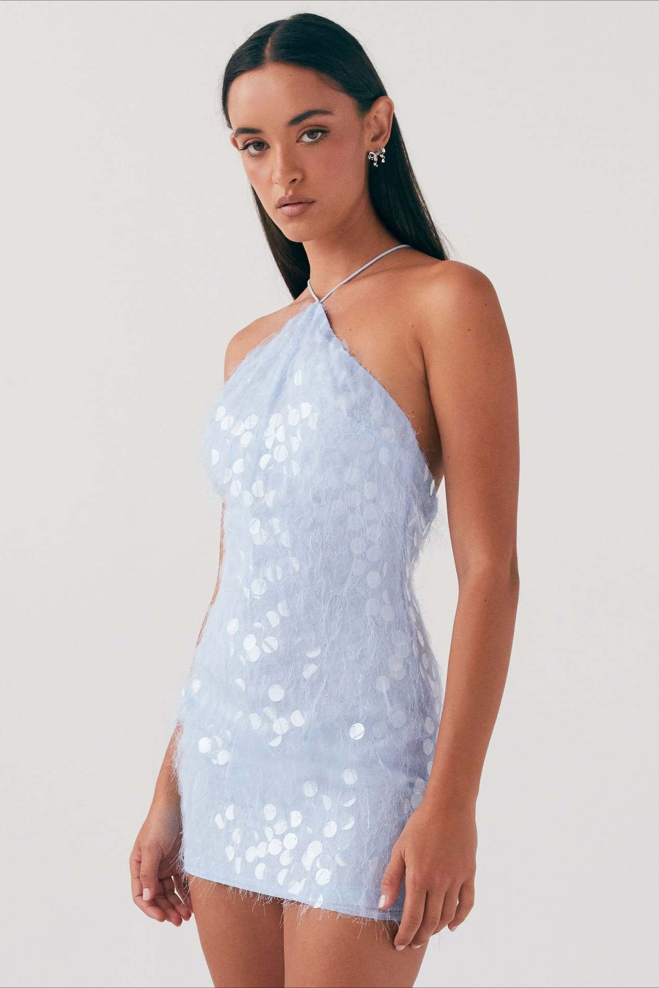 Backless Halter Sequin Lace Up Party Dress Secondary image