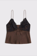 Contrast Lace Patchwork V Neck Cami