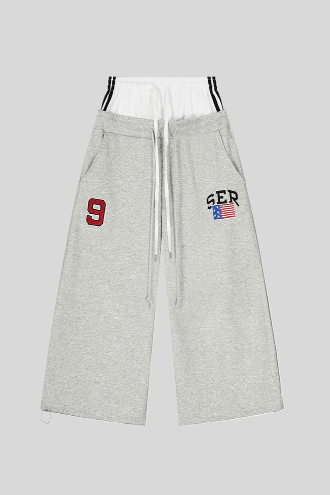 Double Waist Varsity Wide Leg Sweatpants Main image