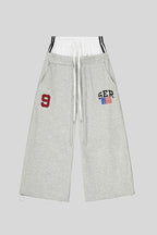 Double Waist Varsity Wide Leg Sweatpants