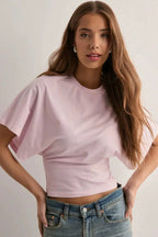 Solid Crew Neck Loose Fit Short Sleeve Tee