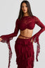 Lace Trim Layered Ribbon Tie Skirt Set