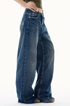 Plus Size Colorful Embroidered Loose Straight Leg Jeans
