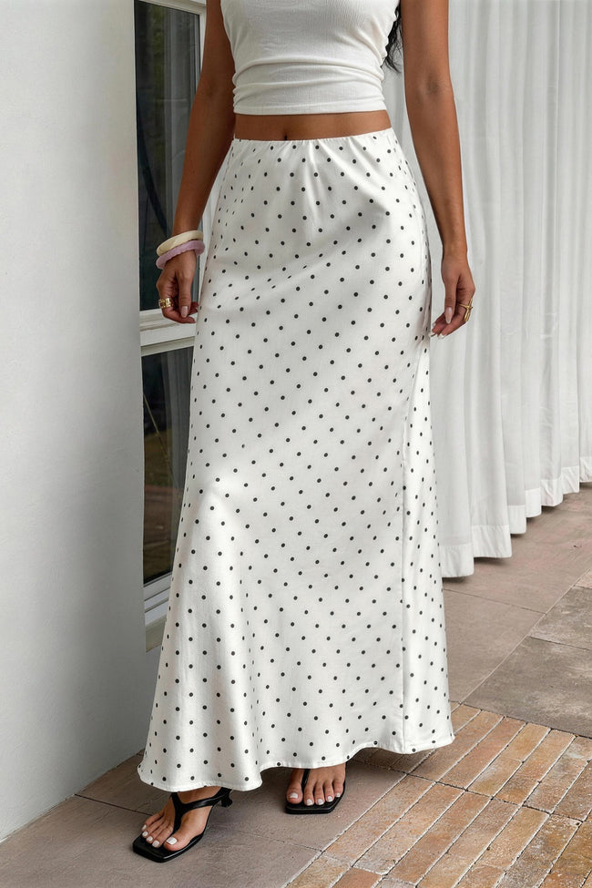 Polka Dot Satin High Waist Skirt Main image