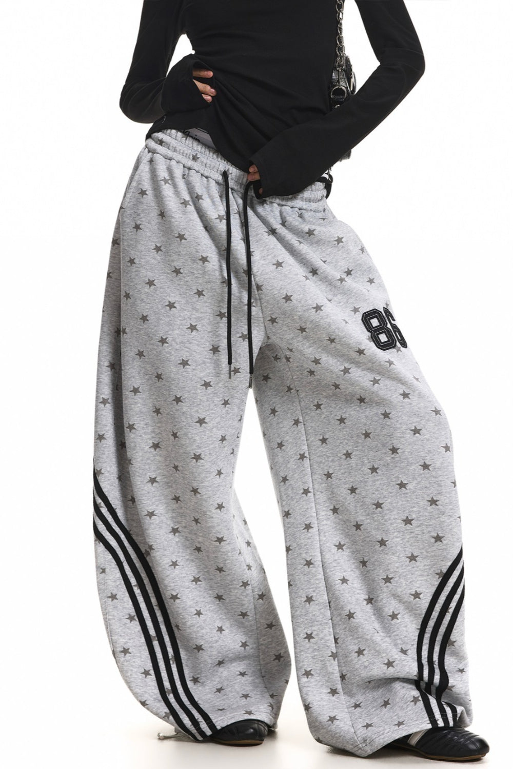 All Over Star Stripe Barrel Leg Sweatpants