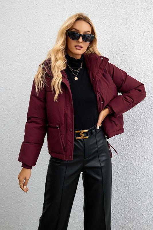 Short Stand Collar Puffer Coat Red / M coats