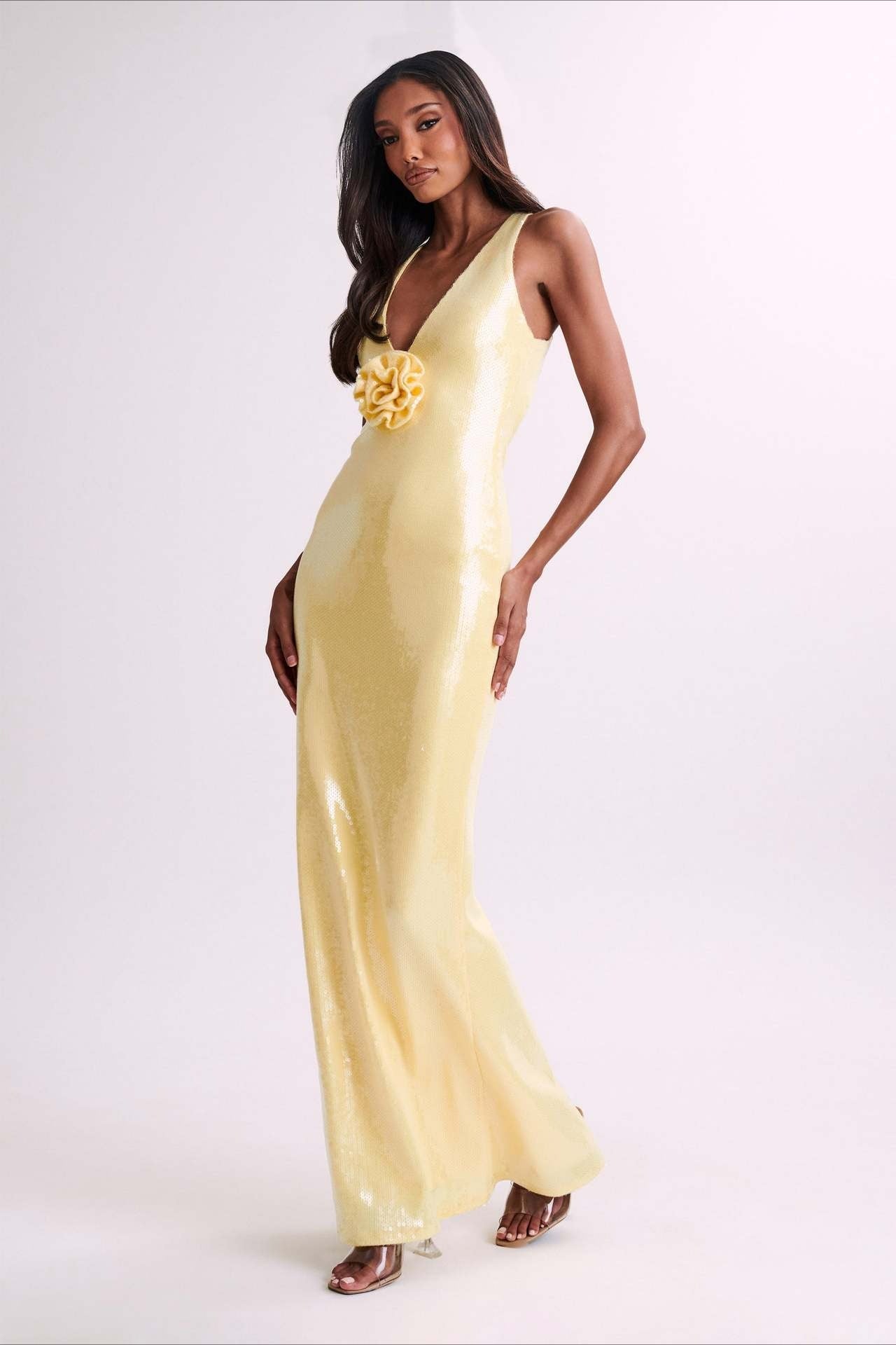 Backless Floral Sequin Maxi Dress Secondary image